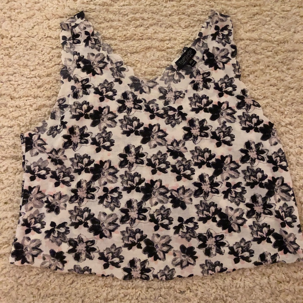 Topshop cropped floral blouse